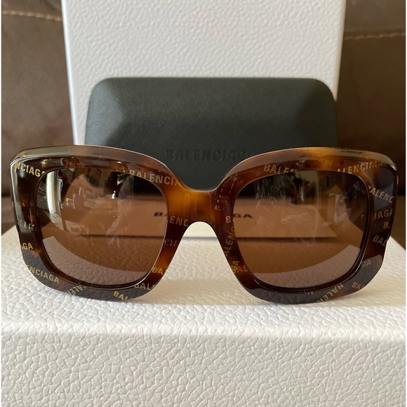 BALENCIAGA Paris D-Frame Sunglasses Havana  Brown - Picture 16 of 16